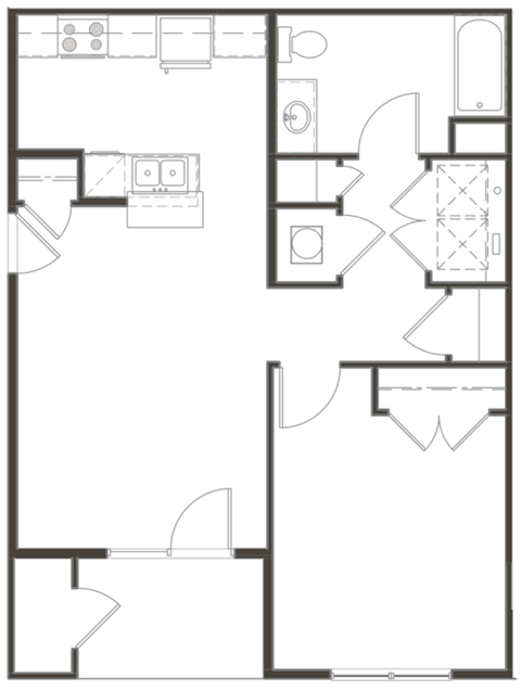 Salish Flats Apartments in Airway Heights, Washington One Bedroom Floor Plan